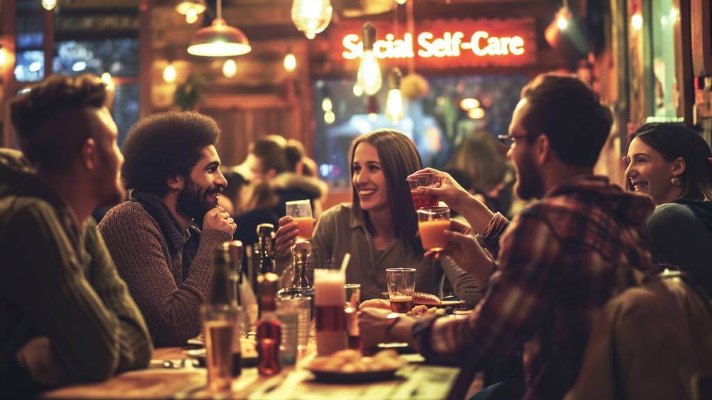 a group of friends in a nice bar