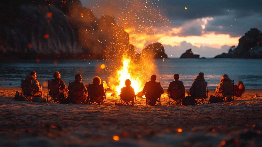 beach bonfire and storytelling