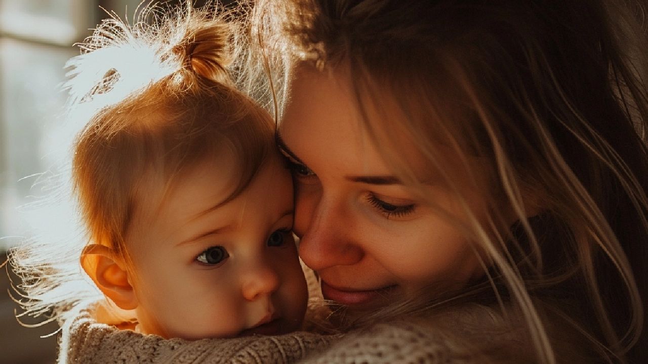 young mother with little daughter