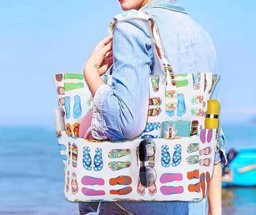 zippered beach tote