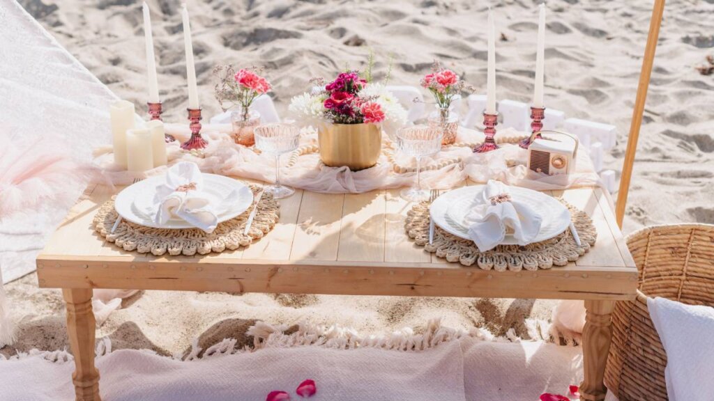 beautiful beach popup picnic in Orange County