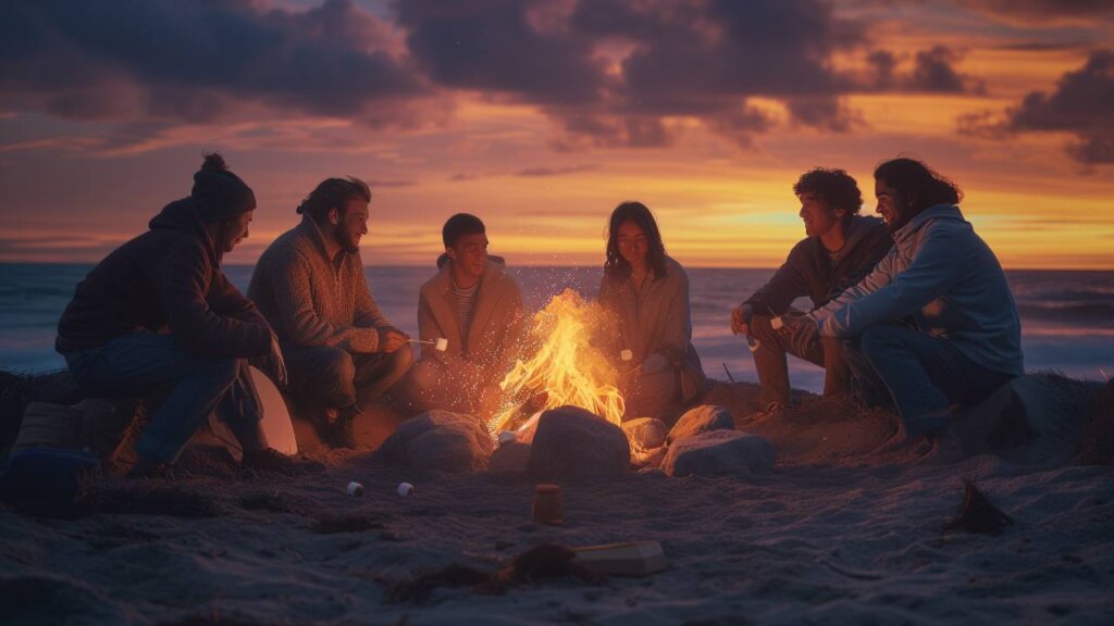 group vacation on the beach